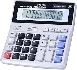 Desk Calculator Large 12 Digit Display, Dual Power Basic Calculator Desktop, Big Button for Office, Business, Home and Sch...