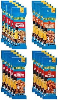 Planters Peanuts Single Serve Variety Pack, 4 Flavors, 1.75 oz Tubes (Pack of 20)