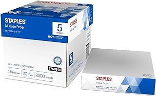 Staples 2758846 Multiuse 8.5-Inch X 11-Inch Copy Paper 20 Lbs 94 Brightness 500/Rm 5 Rm/Ct