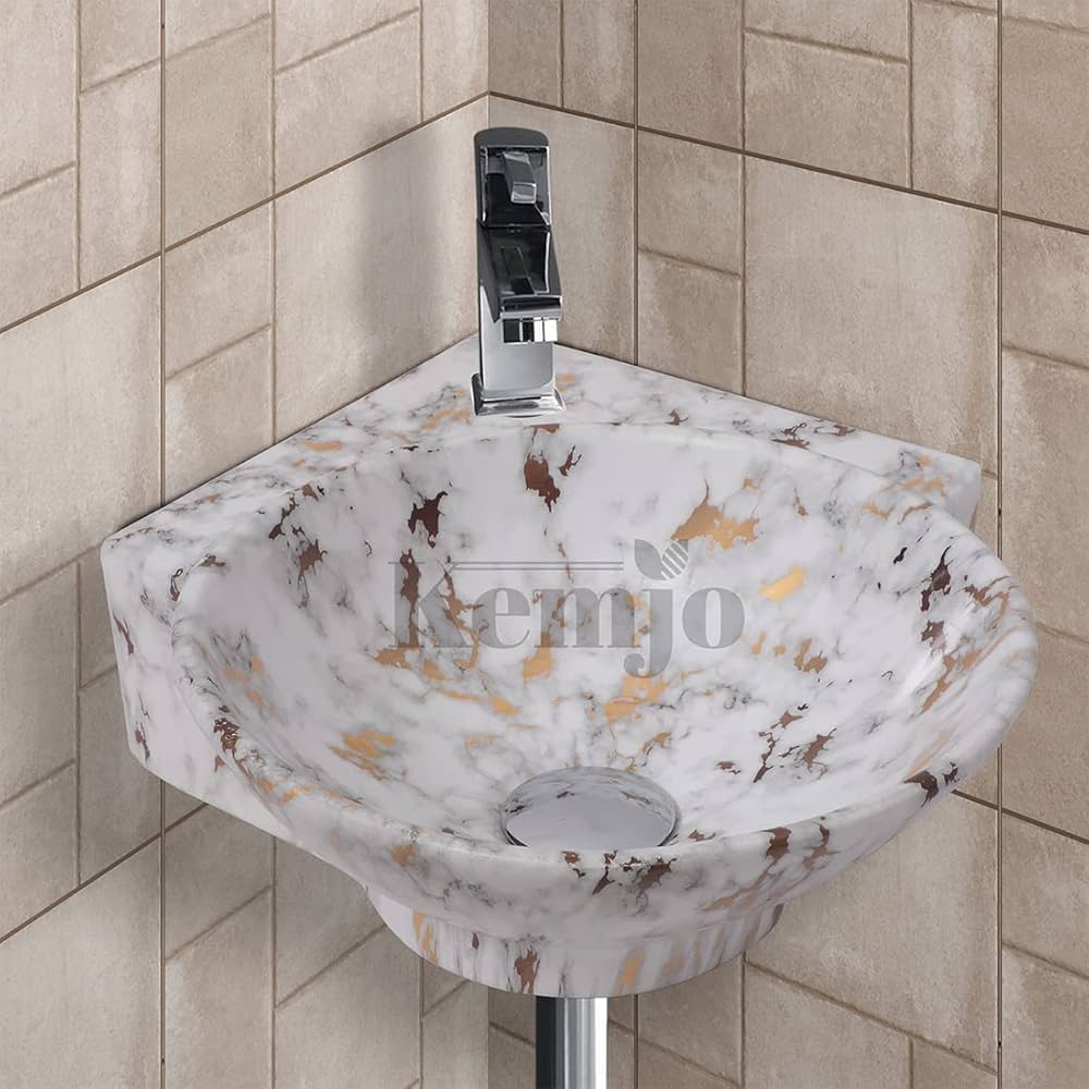 Kemjo Wall Mounted Wash Basin for Bathroom | Wall Hung Small ...