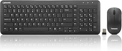 Lenovo 300 Wireless Combo Keyboard and Mouse, 2.4 GHz Nano USB-A Receiver, Batteries Included