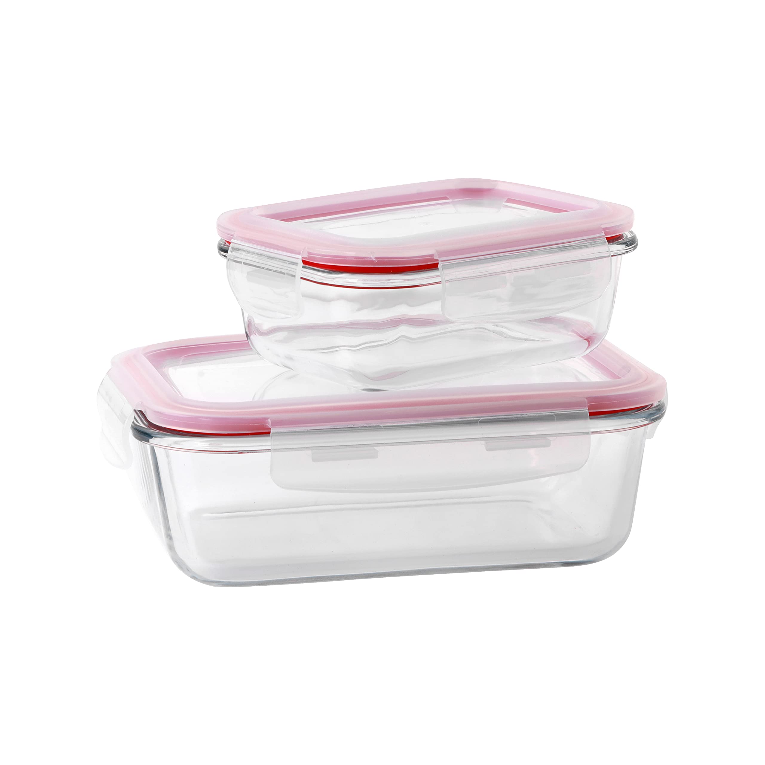 Delcasa Dc1886 2Pcs Glass Airtight Container With Lids 1000Ml & 600Ml - Durable Heat Resistant Borosilicate Glass Dishwasher/Oven/Freezer Safe | Leak Proof Glass Meal Prep Containers