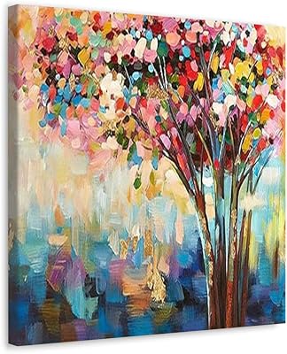 GADGETS WRAP Canvas Gallery Wrap Framed for Home Office Studio Living Room Decoration (17x17inch) - Tree Of Beautiful Colors