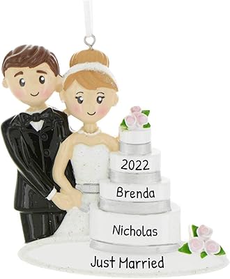 Personalized Wedding Ornament - Wedding Gifts for Newlyweds Wedding Cake Ornament Just Married Decorations Our First Christmas Married Ornament 2024 Mr and Mrs Gifts Just Married Ornaments by Elves