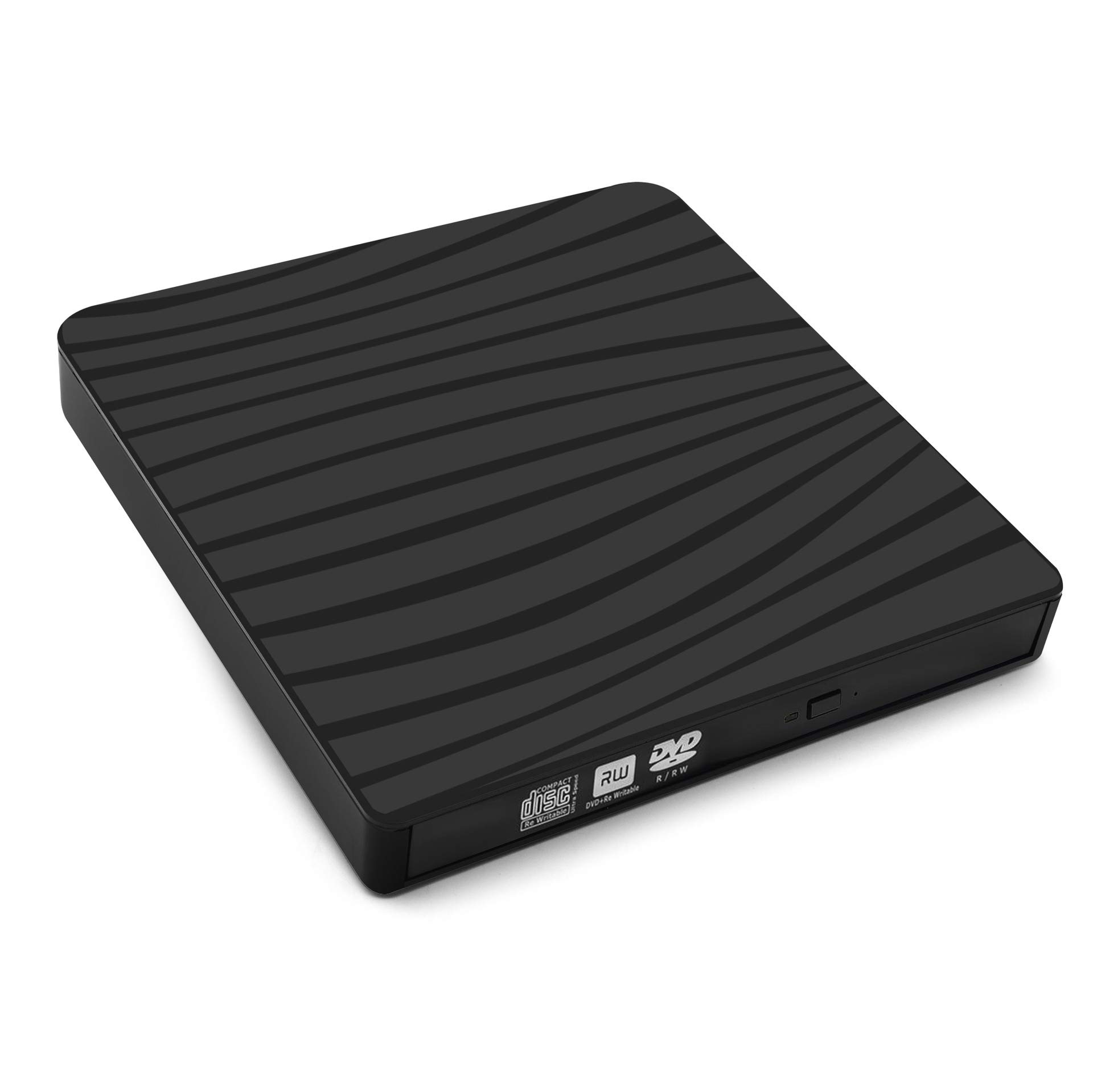 External Portable pop up DVD Drive, USB 3.0 Type C CD/DVD Player/CD ROM Burner Compatible with PC Linux OS Mac Black