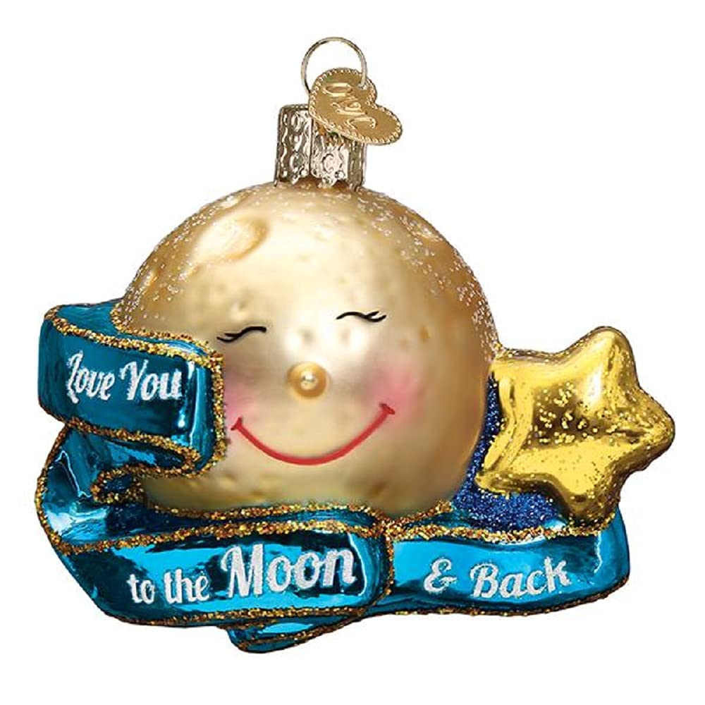 Old World ChristmasOrnaments Love You to The Moon & Back Glass Blown Ornaments for Christmas Tree