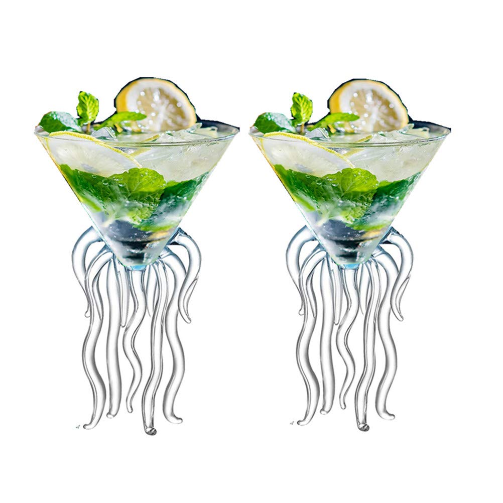 GAOGAO Octopus Martini Glass Creative Cocktail Drinkware Bar Goblet Tools (2 Transparent)