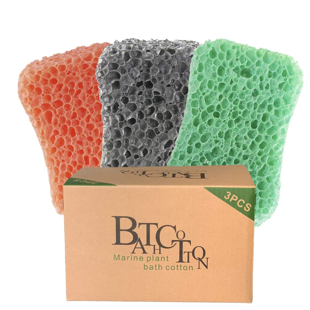 Bath Sponge 3 Pack Shower Sponges for Cleaning Exfoliating Body Sponge for Adults Orange,Gray,Green