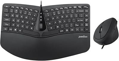 Perixx PERIDUO-406, Wired Compact Ergonomic Keyboard with Vertical Mouse - Tilt Wheel - Membrane Low Profile Keys - Numeric Keypad not Included