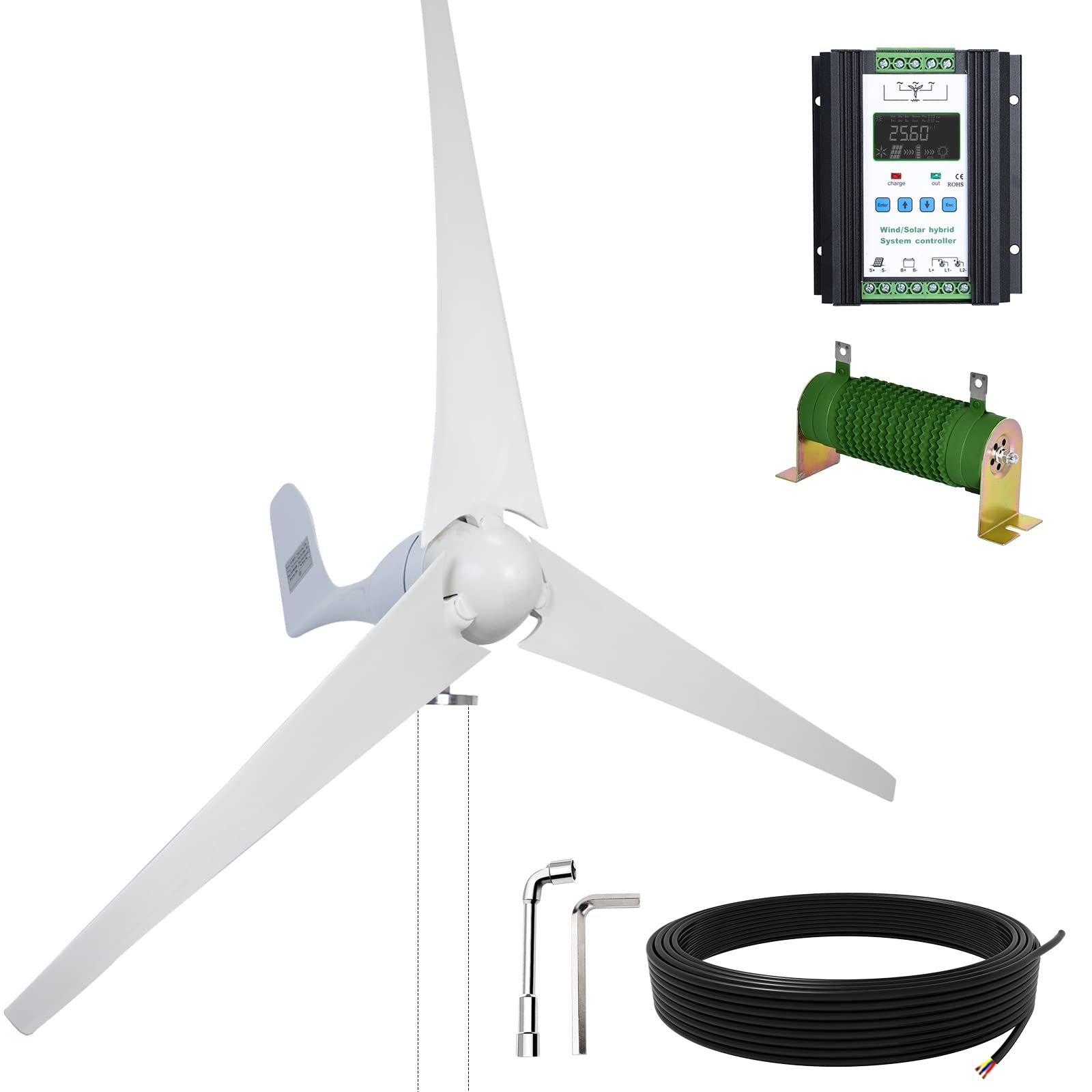 ECO-WORTHY 400W 12V/24V Wind Turbine Generator Power Kit with 40A PWM Hybrid Wind Solar Charge Controller for Marine/Household/Hybrid Solar Wind Power System¡­