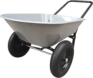 GARDEN STAR Two Wheel Poly Tray Wheelbarrow, 5 Cubic Foot, Gray/Black, Easy Assembly