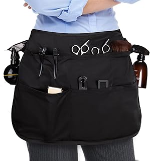 Noverlife Hair Stylist Waist Apron with 5 Pockets & Adjustable Belt, Hair Resistant Hairdresser Half Waist Apron