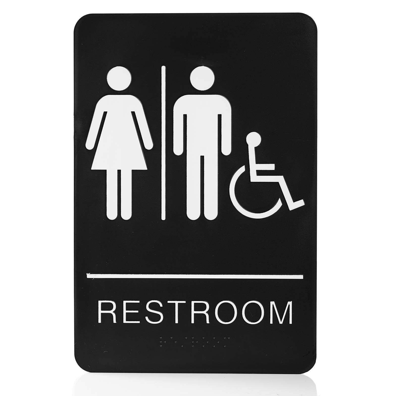 Self-Stick ADA Braille Unisex Restroom Signs-Bathroom Signs with Double Sided 3M Tape for Office or Business Bathroom and Toilet Door or Wall Decor 9”X6”