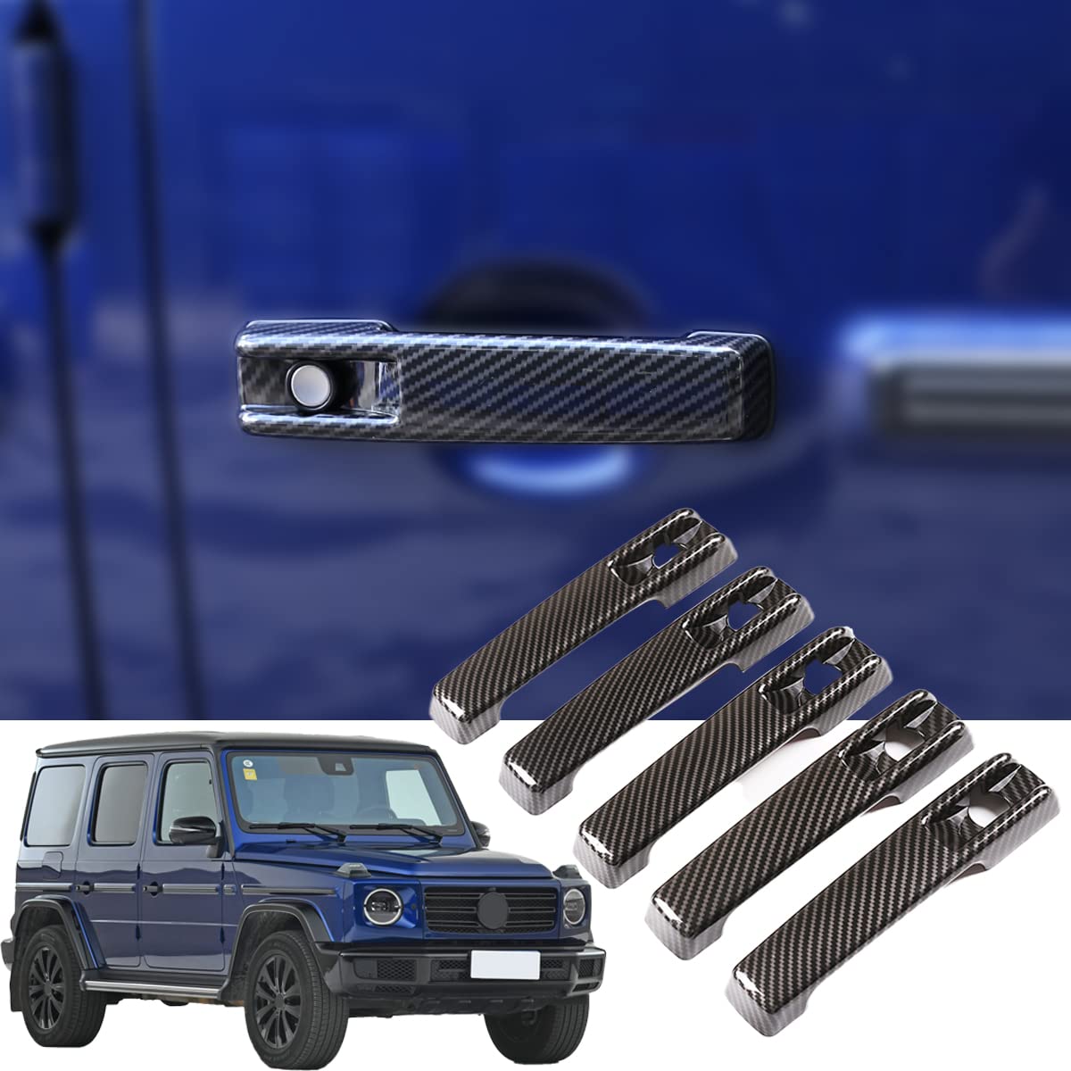 Car Styling ABS Auto Exterior Door Handle Cover Trim Accessories for Mercedes Benz G Class W463 W464 G65 G55 G63 G500 G550 G350 (Carbon Fiber)