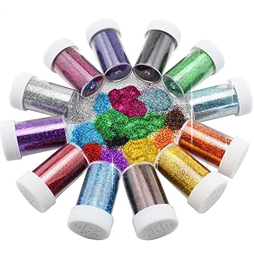 XshelleyGlitter Shakers for Children Kid's Craft Activities,Arts & Crafts Glitter,Card Making,Decorating,12 Assorted Colours