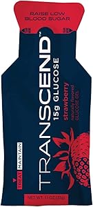 Transcend Glucose Gel Packs - Strawberry Flavor - 15 Pack (1.1oz Each) - Blood Sugar Support Glucose Gel Packs for Diabetics - Fast Acting, Gluten Free, Precise 15g Dose - Made in The USA