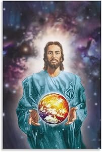 Arts Canvas Wall Art Decor Jesus Holding The Earth In Hand Abstract Painting Large Art Pictures Modern Artwork for Living Room Bedroom Office Decor Unframe-style 24 X 16 inch (60 X 40cm)