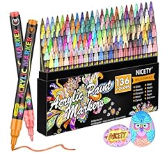 NICETY 136 Feutre Acrylique Peinture stylo - marqueur peinture acrylique Verre pour Bois, Toile, Verre, Céramique - Acrylic…