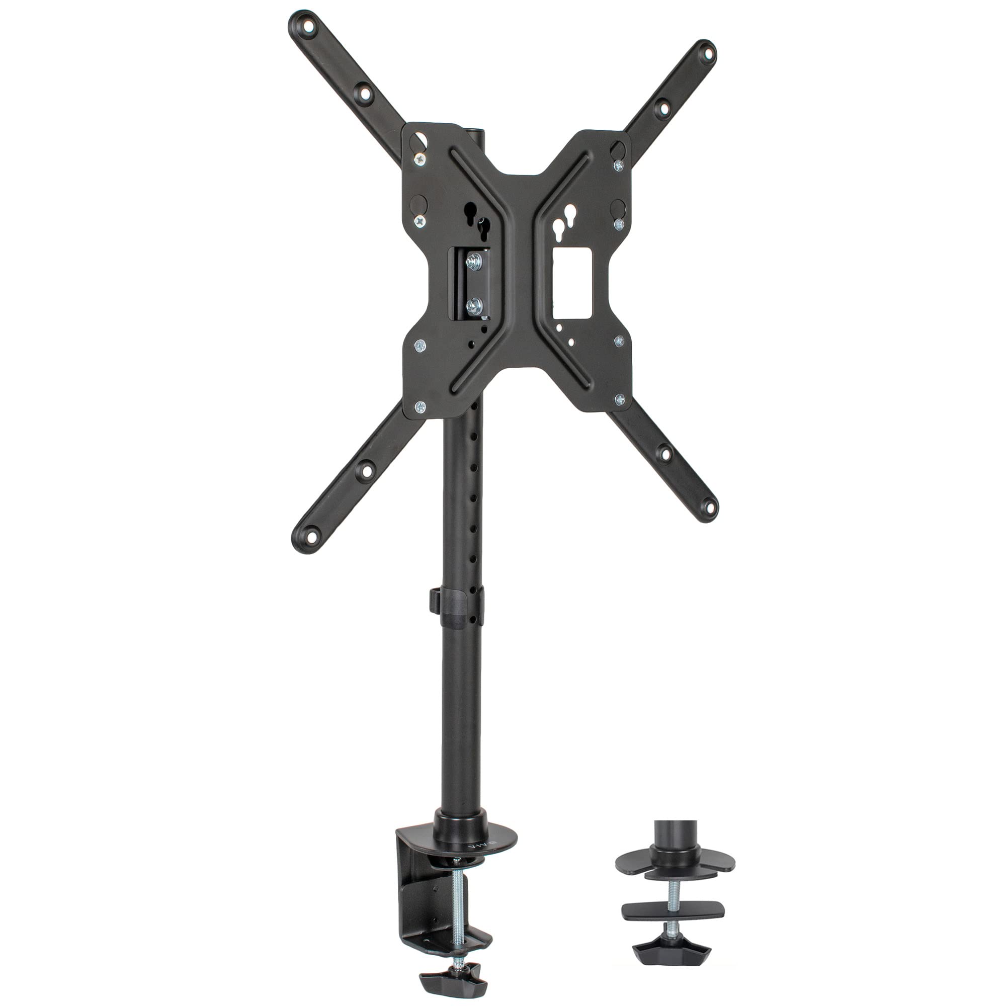 VIVO Black Ultra Wide Screen TV Desk Mount for up to 55 inch Screens, Full Motion Height Adjustable Single Television Stand, STAND-V155C