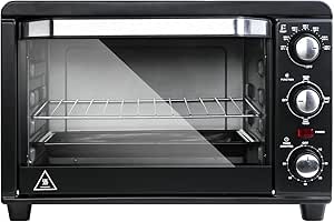 Healsmart Toaster Oven with 20Litres Capacity,Compact Size Countertop Toaster, Easy to Control with Timer-Bake-Broil-Toast Setting, 1200W, Stainless Steel,16x11in,Black,Extra Large