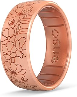 Enso Rings Etched Classic Silicone Rings - Comfortable and Flexible Design - 8mm Wide, 2.16 Thick