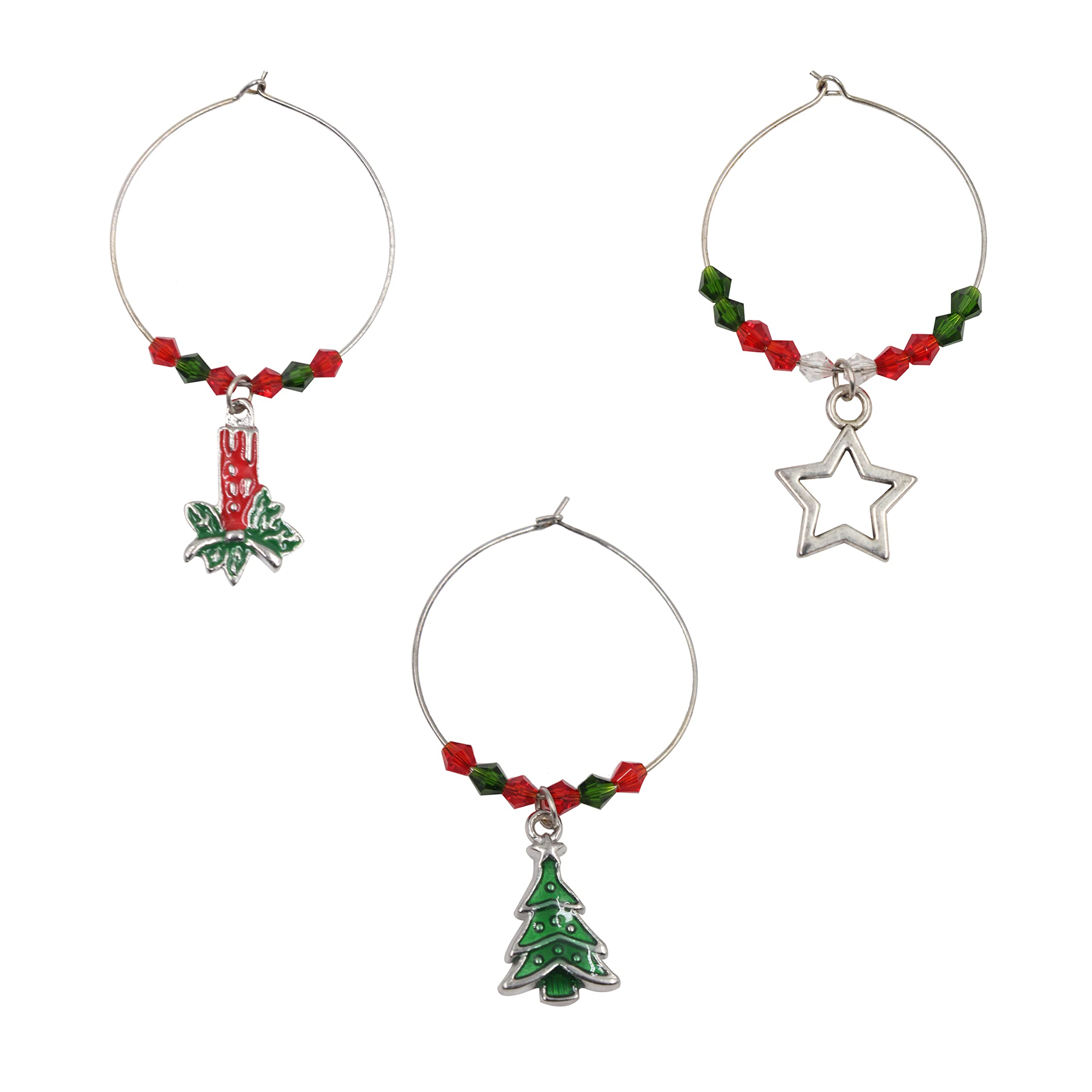 Jades: Christmas Wine Glass Charms (SET OF 3) (SILVER)