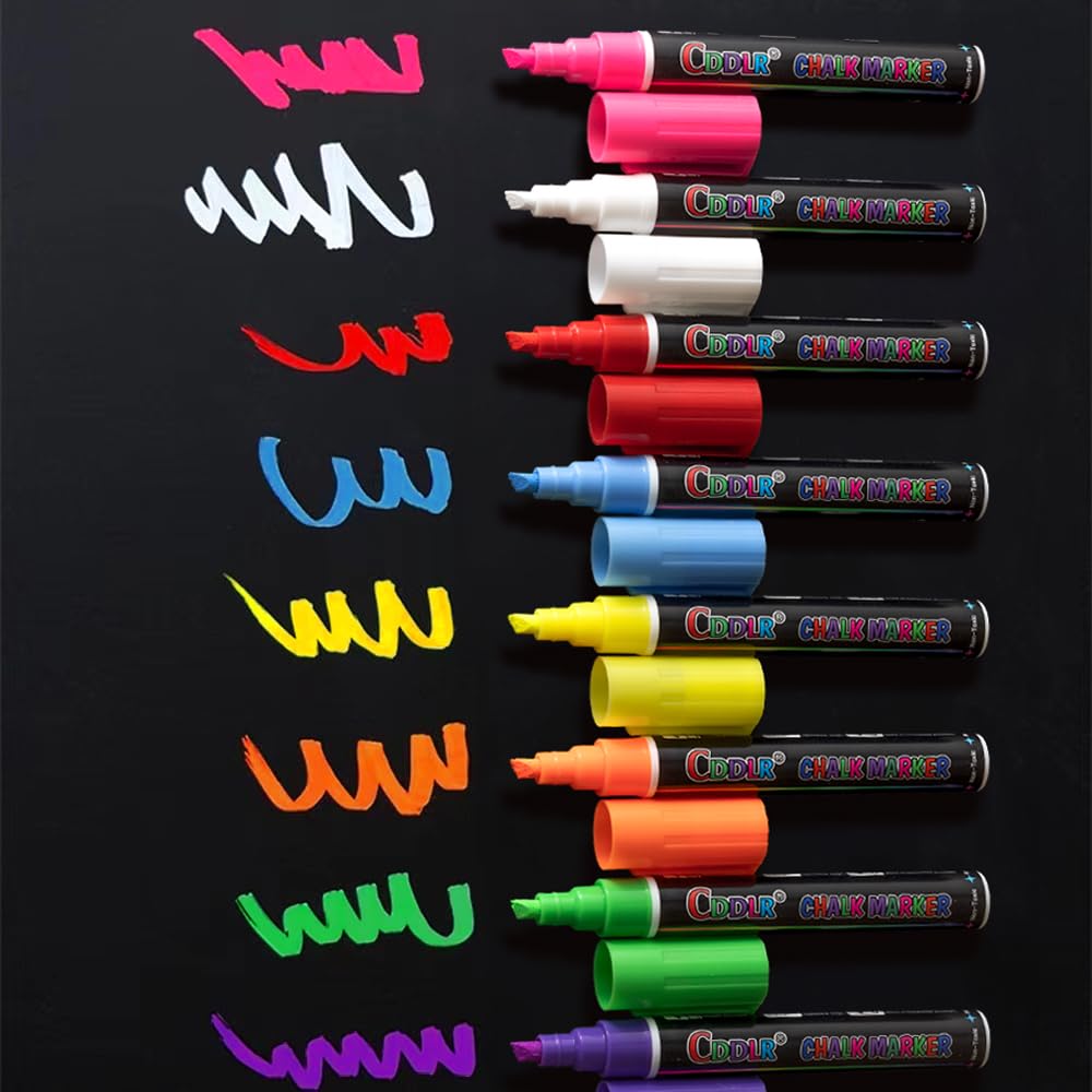 8 Pack Liquid Chalk Markers,Dry Erase Markers & Window Markers for Blackboards,Chalkboard Menu Board & Glass Car Window