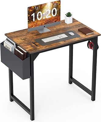 Small Computer Desk 31 Inch Small Office Desk Writing Desks Home Office Desks Small Space Desk Study Table Modern Simple Style Work Table with Storage Bag Headphone Hook Metal Frame for Home, Bedroom