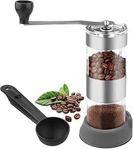 Manual Espresso Coffee Bean Grinder - Portable Spice Grinder Stainless Steel &amp; Visible Manual Coffee Grinder Easy To Use Hand Coffee Grinder