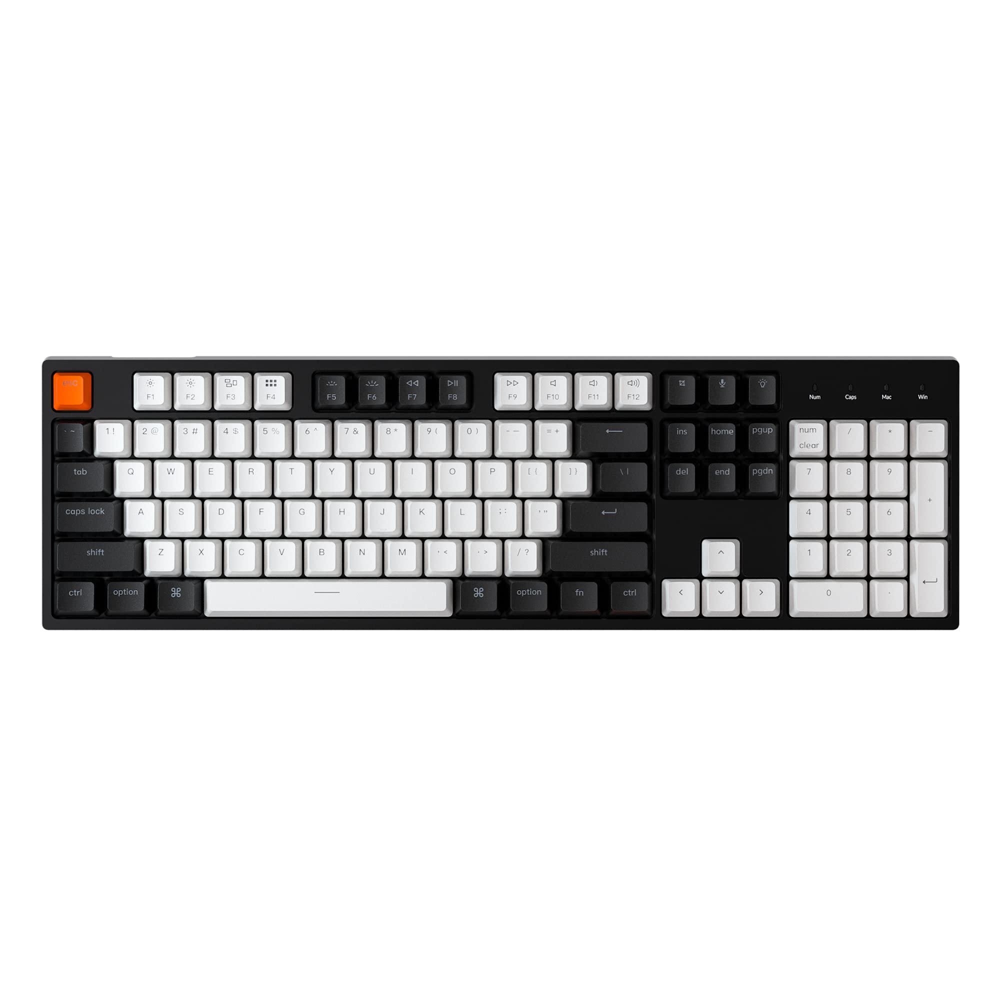 Keychron C2 Full Size Wired Mechanical Keyboard for Mac, Hot-swappable, Gateron G Pro Brown Switch, White Backlight, 104 Keys ABS keycaps Gaming Keyboard for Windows,Type-C Braid Cable