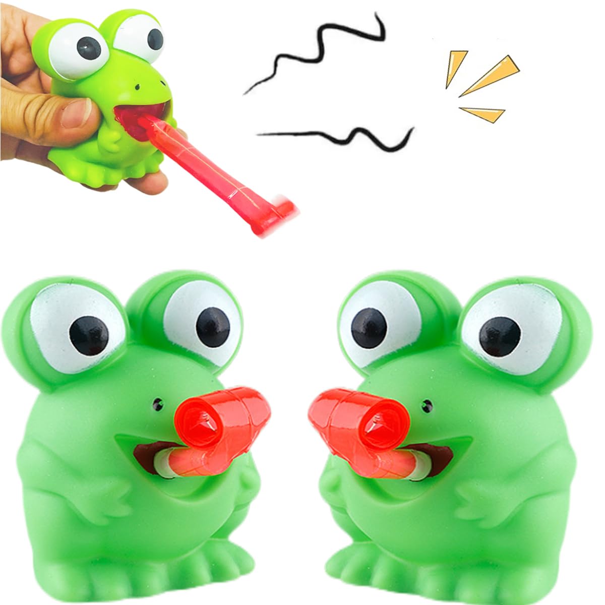 LBKKC Creative Stress Frog Toys Tongue Sticking Out, Creative Party Favor, Novelty Relief Squeeze Toys Funny Gags Gifts for Kids Adults,Sensory Toys, 2 Pack