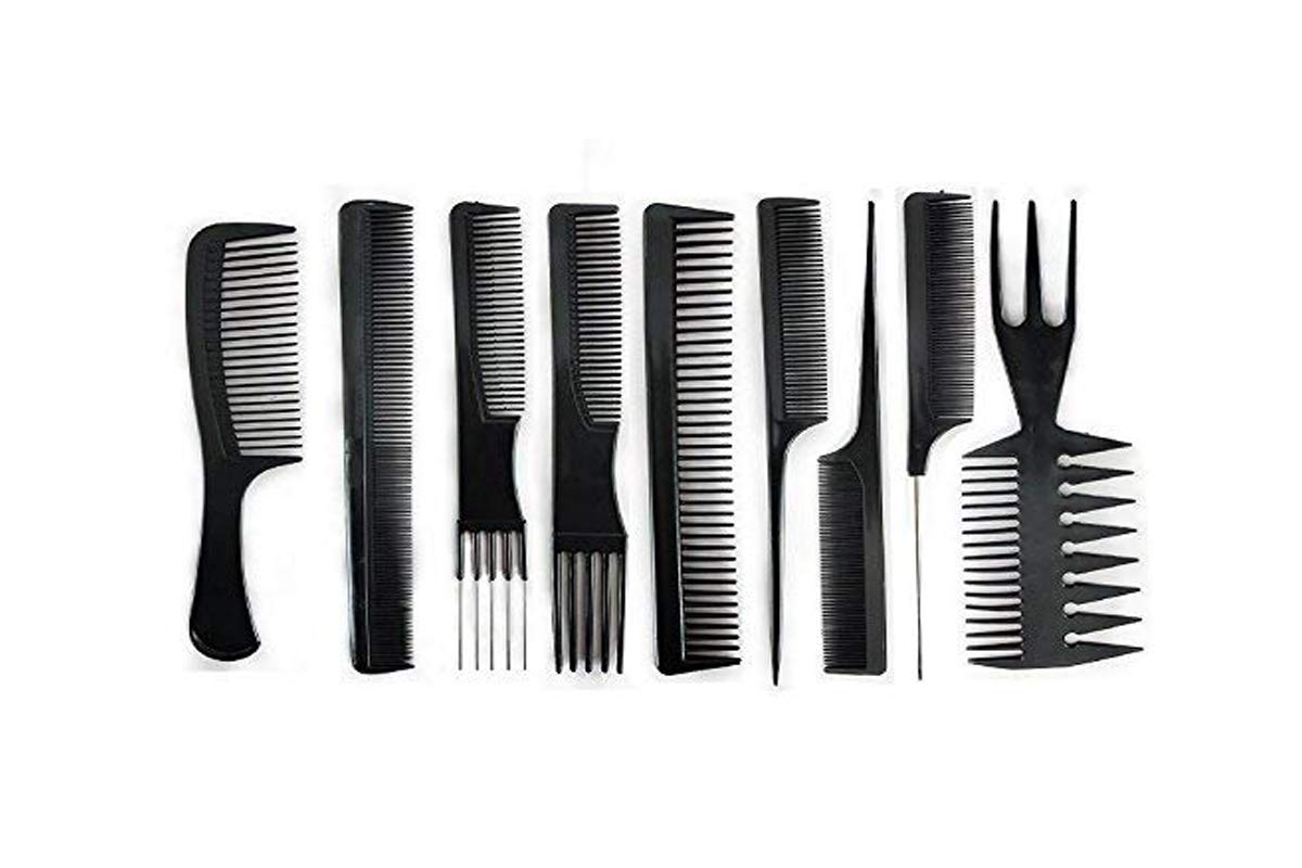 RKPM HOMES Stylists Professional Variety Pack Styling Comb Set Great for All Hair Types and Styles (Black) -10 Pieces