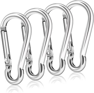 BONWIN Flag Pole Ring Replacement Carabiner Clips | 4 Pcs Aluminum Alloy Flag Pole Clip Spring Snap Hooks for Grommeted Fl...