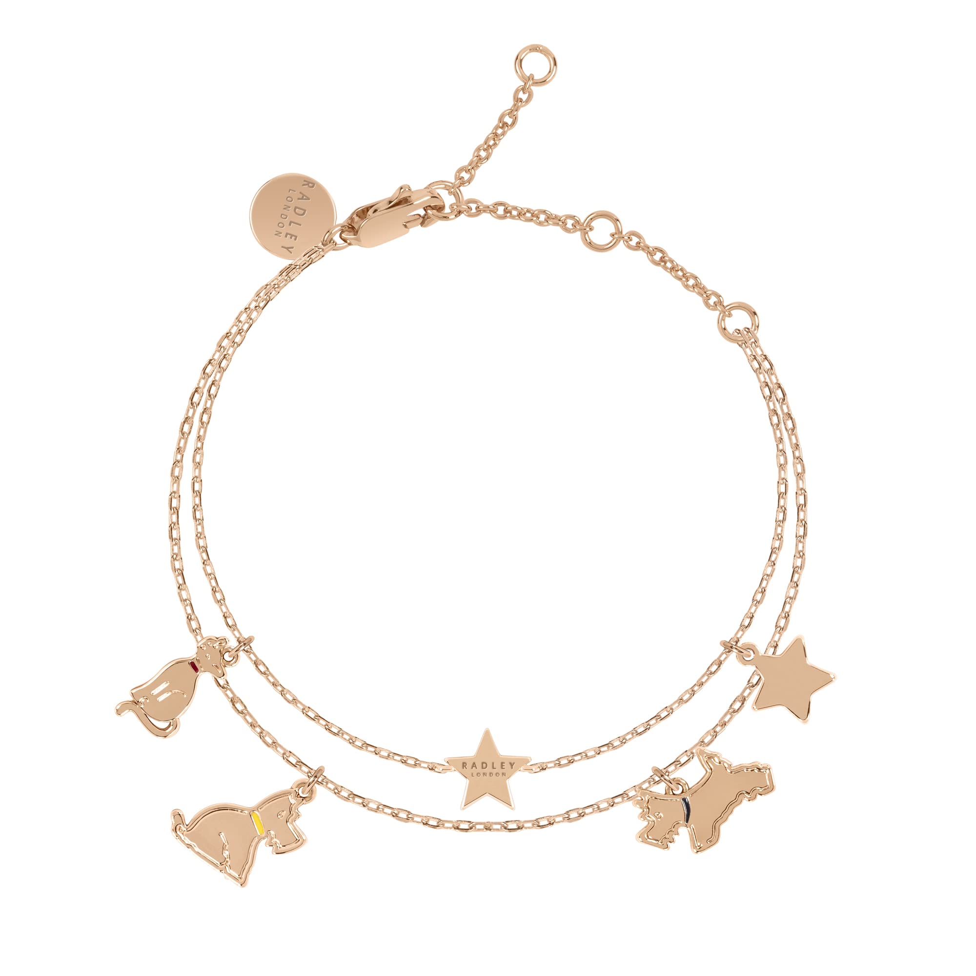 RADLEY18ct Rose Gold Plated Dog & Cat Charm Bracelet RYJ3200S