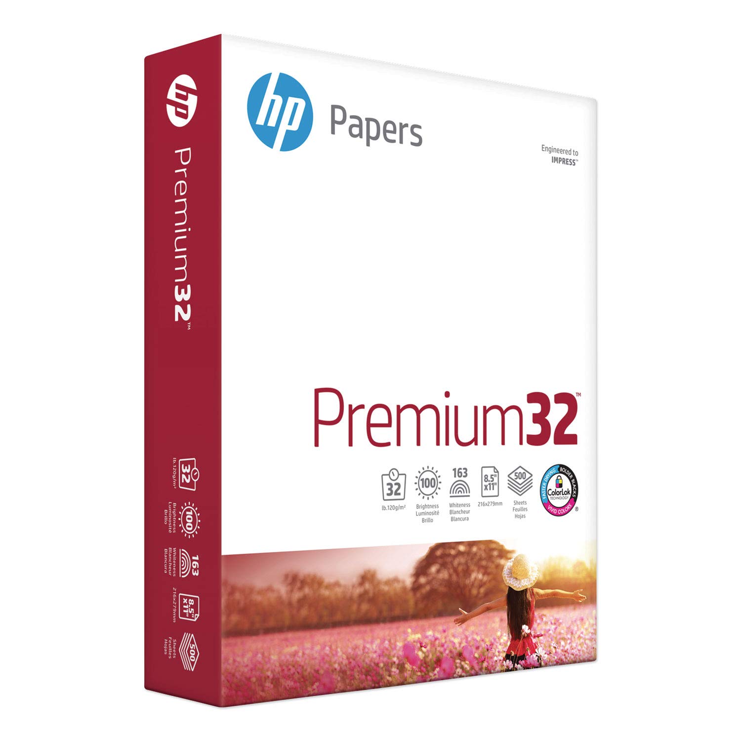 HP Paper Printer | 8.5 x 11 Paper | Premium 32 lb | 1 Ream - 500 Sheets | 100 Bright | Made in USA - FSC Certified | 113100R