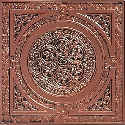 #225 (LOT OF12) Decorative PVC Faux Tin Ceiling Tile Panels 2 ft x 2 ft (Grid or Glue Up) (Antique Copper)