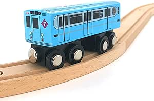 Munipals Wooden MP01-11BB NYC MTA Subway 7 Train Car World&#39;s Fair Express Bluebird R33WF