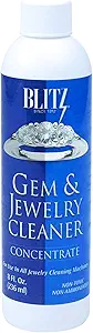 Blitz 653 Gem & Jewelry Cleaner Concentrate, Tall Bottle of 8 Fluid Ounces, 1-Pack, Blue