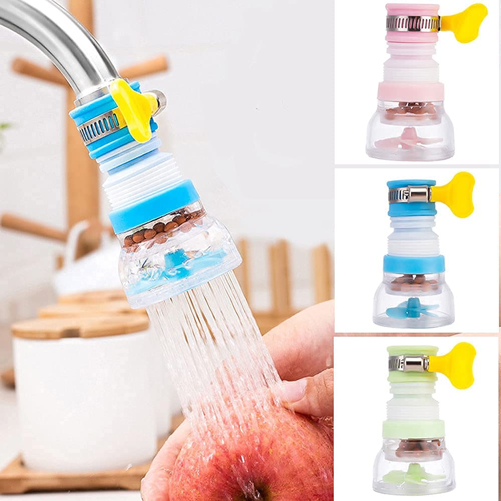 GJSHOP Kitchen Tap Extension Flexible Anti Splash Water Saving Movable Sink Faucet Expandable Water Tap Filter Shower Head Rotatable Nozzle Adapter (Multicolor)