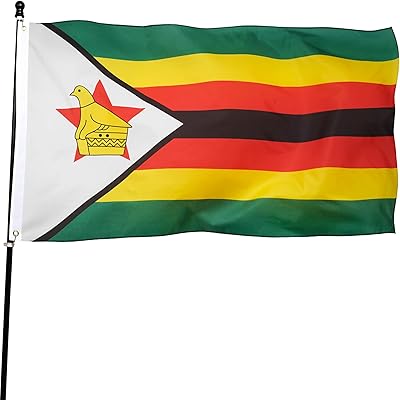 DANF Zimbabwe Flag 3x5 Ft Thick Polyester, Fade Resistant, Brass Grommets, Canvas Header Zimbabwean National Flags with 3 X 5 Feet