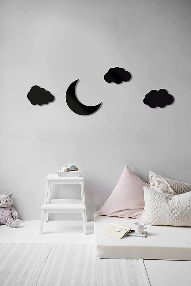 Four Pcs Moon and Cloudy Wall Decor wall art for Kids Boy Girls ...