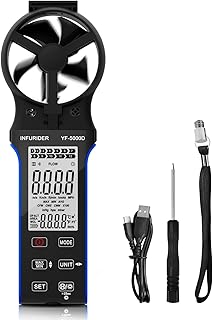 INFURIDER Handheld Anemometer, Anti-dust CFM Meter Wind Speed Meter with Touch Button, Rechargeable Wind Gauge for Air Flo...