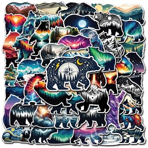 WESILY Pack 50 PCS Bear Stickers Waterproof Vinyl Decals Sticker Decorations Laptop Water Bottles Refrigerator Luggage Phone Bicycle Skateboard Gifts Birthday for Kids Teens Adults