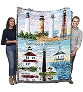 Lighthouses of The Gulf Coast Blanket - Point Isabel Round Island Biloxi ChandeleurNew CanalBoliv...