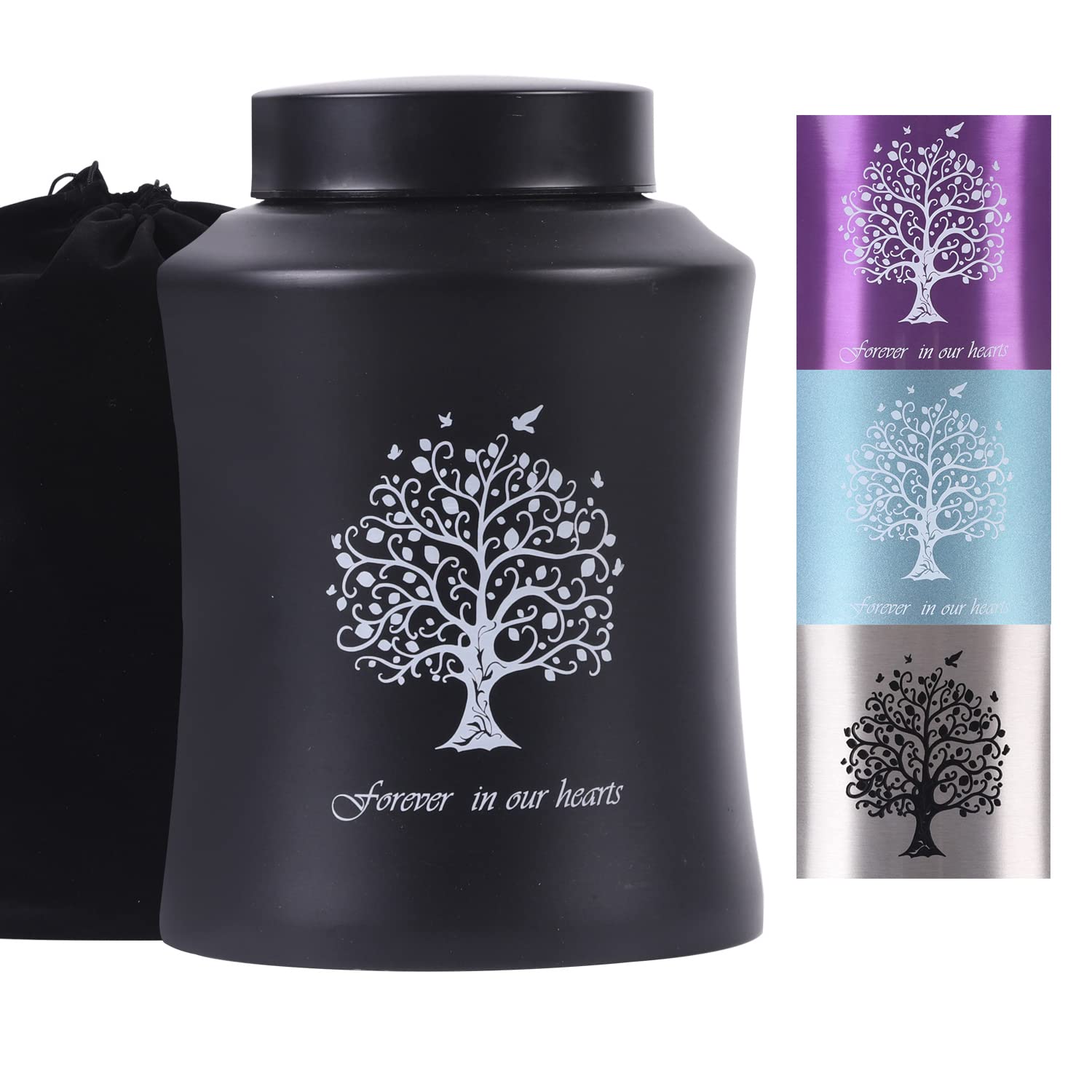 Tree of Life Urns for Human Ashes - Cremation Urns Adult for Funeral, Burial or Home - Cross Urns for Ashes Men Women - Decorative Urn for Ashes Male Female (160 Cubic inches, Black(Tree))