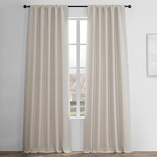 HPD Half Price Drapes Faux Linen Textured Room Darkening Curtains for Bedroom 120 Inches Long (1 Panel), 50W X 120L Curtai...