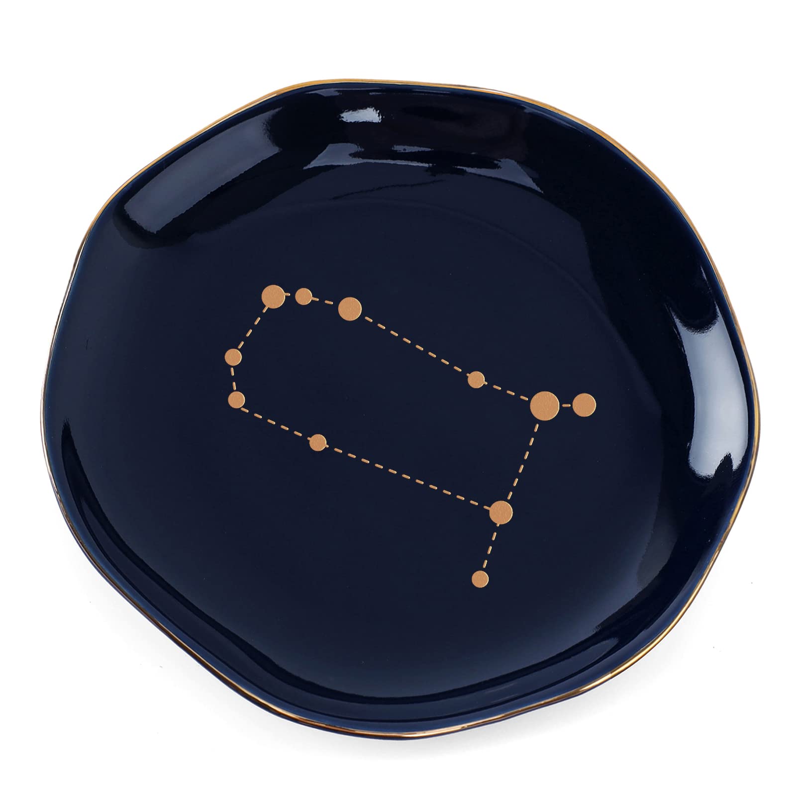 Gemini Astrology Ring Dish, Navy Blue Ceramic, 4.5 in x 4.5 in x 1 in