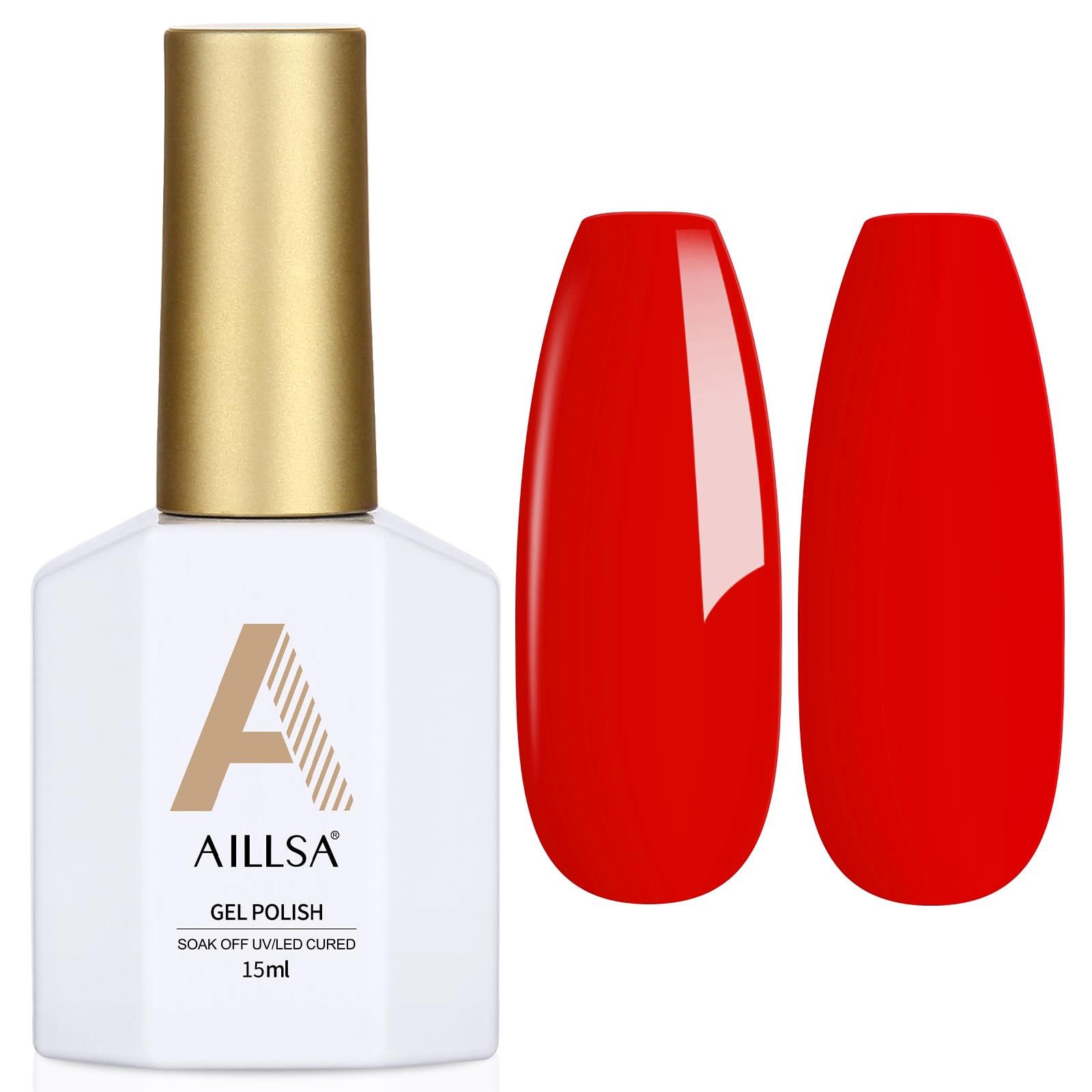 AILLSA Red Gel Nail Polish Hot Lady Valentine Bright Gel Polish Apple Candy Color Gel Polish Long Lasting Soak Off U V Gel Nail Manicure Salon at Home Holiday Gifts for Women 0.5 Fl Oz/GB11