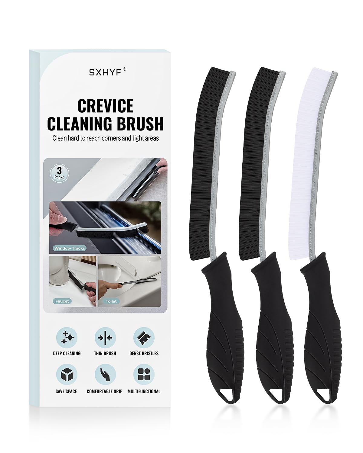 SXhyf Cleaning Brush - Hard Bristle Crevice Cleaning Brush, Multifunctional Gap Scrub Brush, Home Essentials, Bathroom Cleaner Tools for Household Use, Kitchen, Window, Faucets, Toilet, Grout, Car