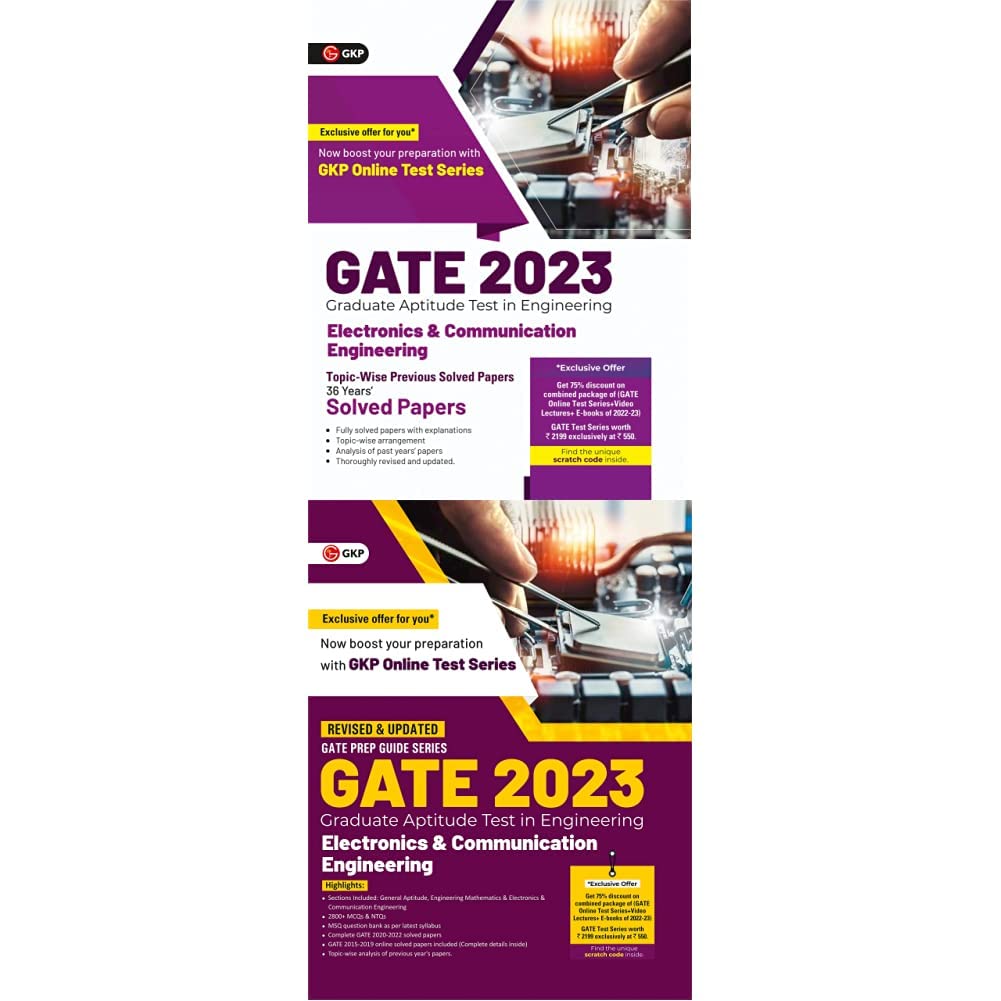 GATE 2023 : Electronics and Communication Engineering - Guide & GATE 2023 : Electronics & Communication Engineering - 36 Years' Topic-wise Previous Solved Papers by GKP (set of 2 books)